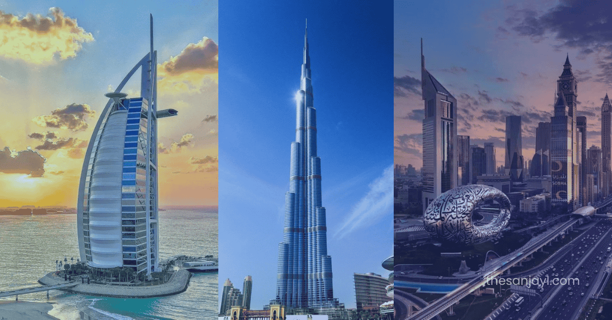 Buildings in Dubai. 3 image collage of buildings in dubai